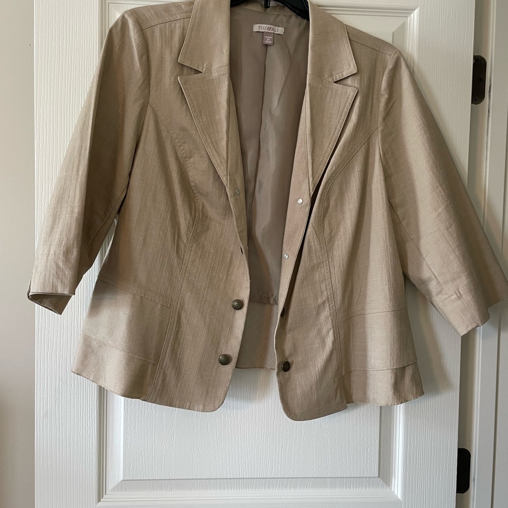 Roz & Ali Tan Blazer with Notched Lapels